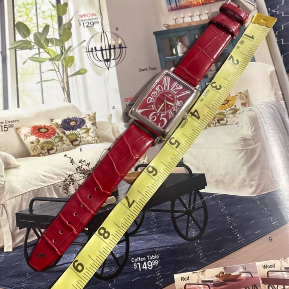 Andre Francois Quartz Red Croc Band Watch - Picture 5 of 7